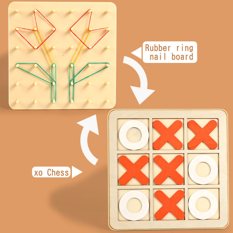 M026 - Rubber band nail board & tic-tac-toe 2 in 1