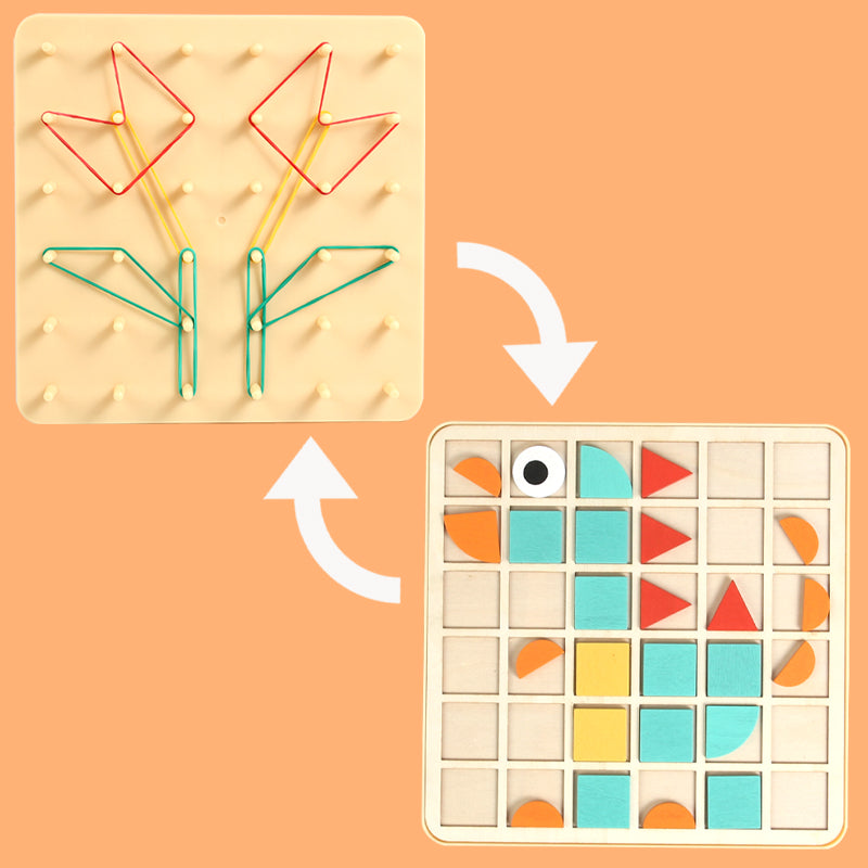 M024 - Rubber band nail board & mosaic puzzle 2 in 1